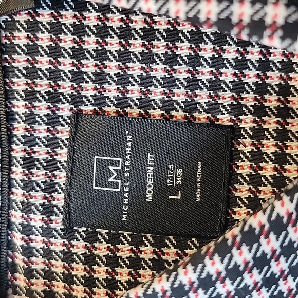 NWOT Michael Strahan Houndstooth Button Up Shirt Size L 17-17.5 - Picture 2 of 5